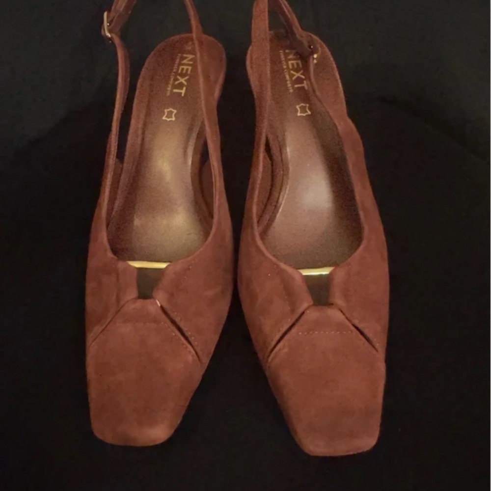 Next Women's Brown Suede Slingback Heels
